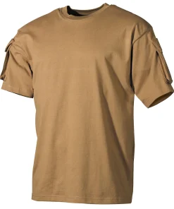 US T-Shirt,  halbarm,  coyote, mit Ärmeltaschen