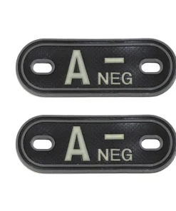 Blutgruppenmarken,  mit Ketten, nachleuchtend,  „A NEG“,  3D