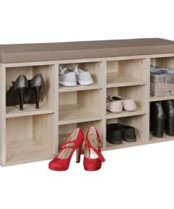 Schuhbank mit Sitzauflage sonoma Flurbank 1035 x 53 x 30 cm Sitzbank mit Regalfächer