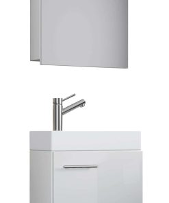 4-tlg. Gäste-Waschplatz VCM Slito | Mit Spiegelschrank inkl. Beleuchtung